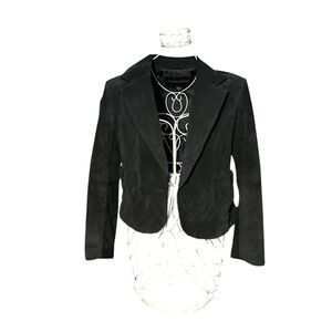 Vintage Bernardo‎ Suede Leather Jacket Size small Black Good Condition